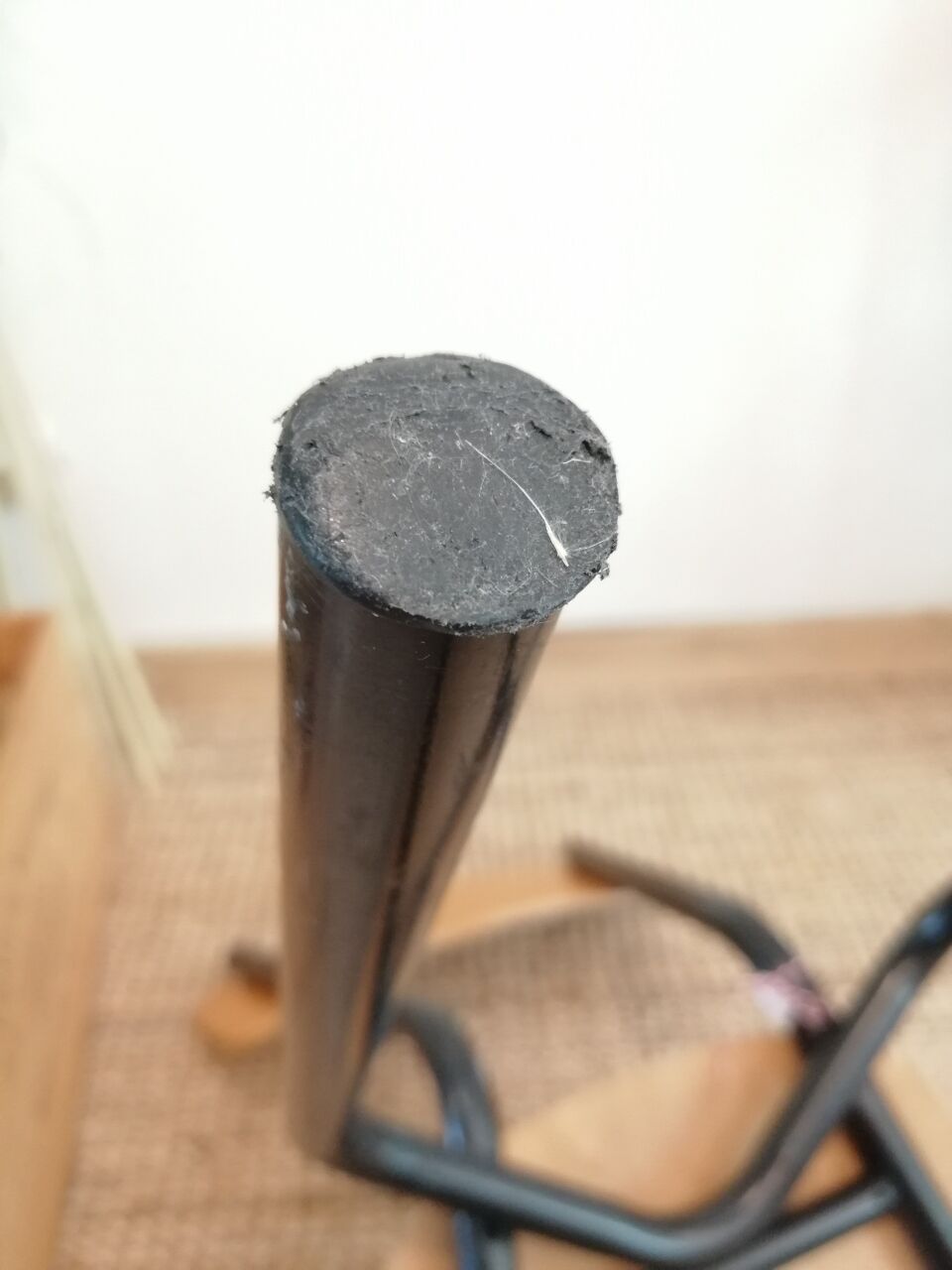 Series of 4 wooden and metal school chairs