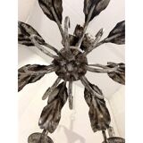Lustre contemporain en fer forgé florentin brun-argent