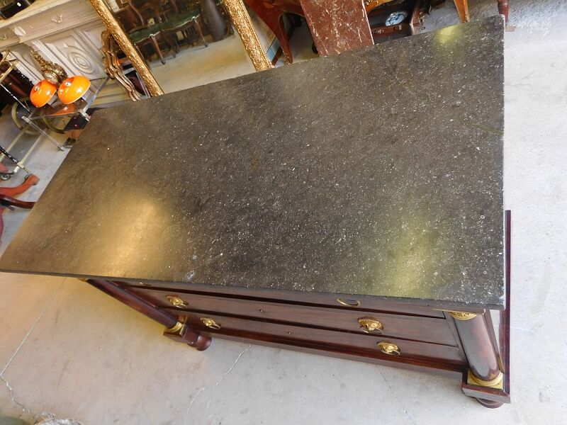 Empire dresser 4 drawers in mahogany and bronze