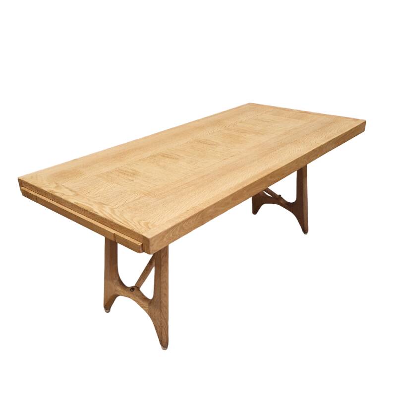 Table à Manger Vintage En Chêne Et Marqueterie De Chêne, Guillerme Et Chambron