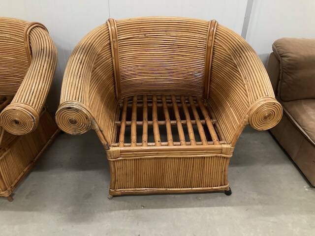 Pair of vintage rattan armchairs