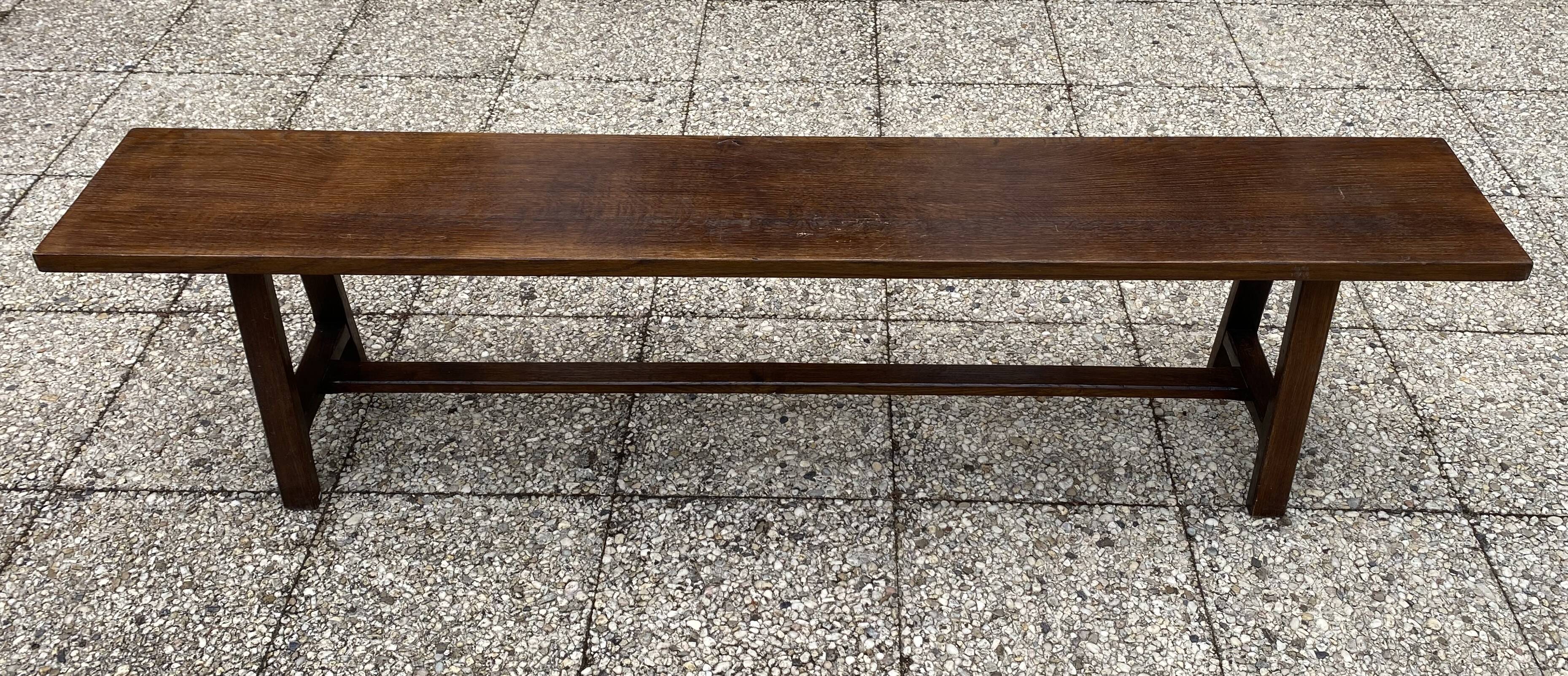 Solid oak farmhouse bench 180cm for rustic farmhouse table 1950
