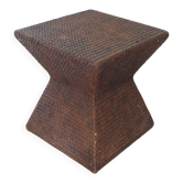 Side table - woven rattan - colonial style - vintage hourglass shape