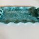 Wavy turquoise glazed earthenware plate 1960 Provence