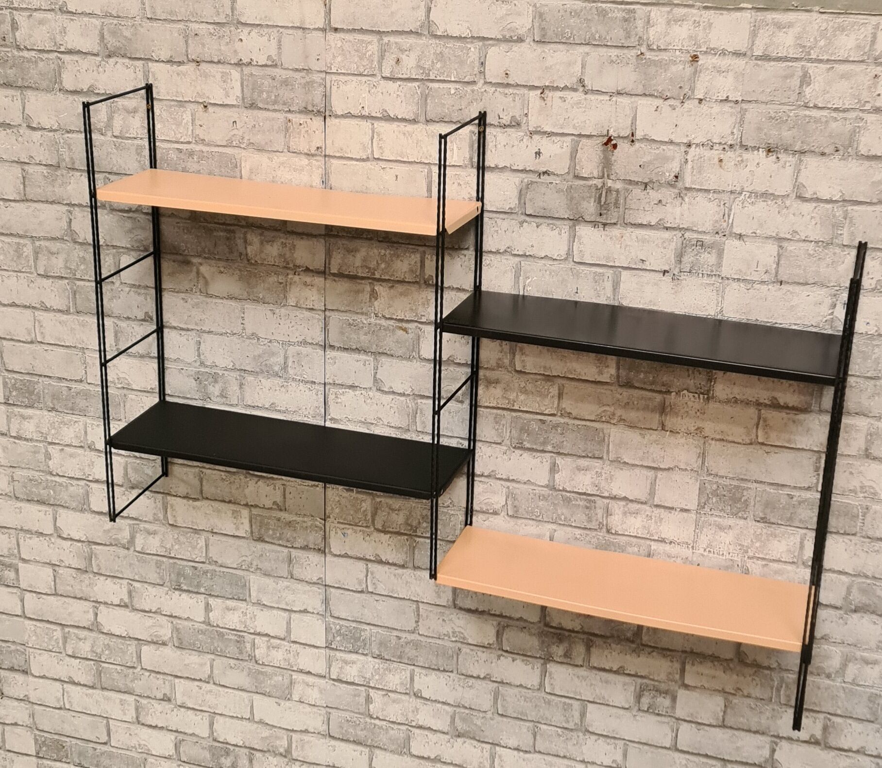 Shelves 1960 to 70 metal 4 shelves cream and black 3 uprights