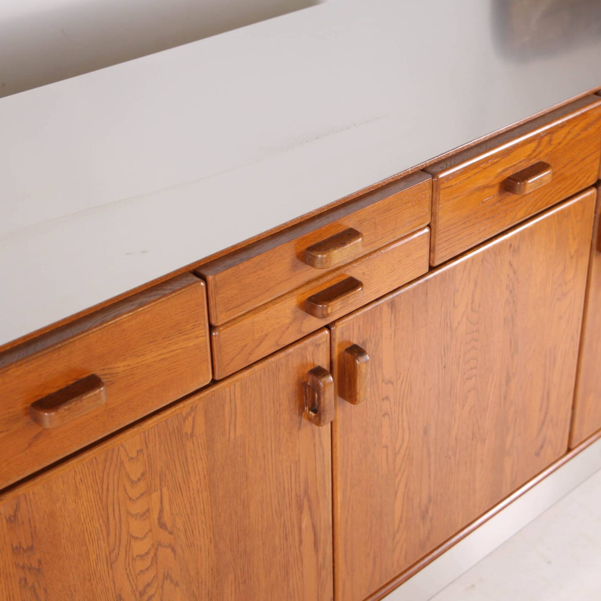 Oak and brushed metal sideboard