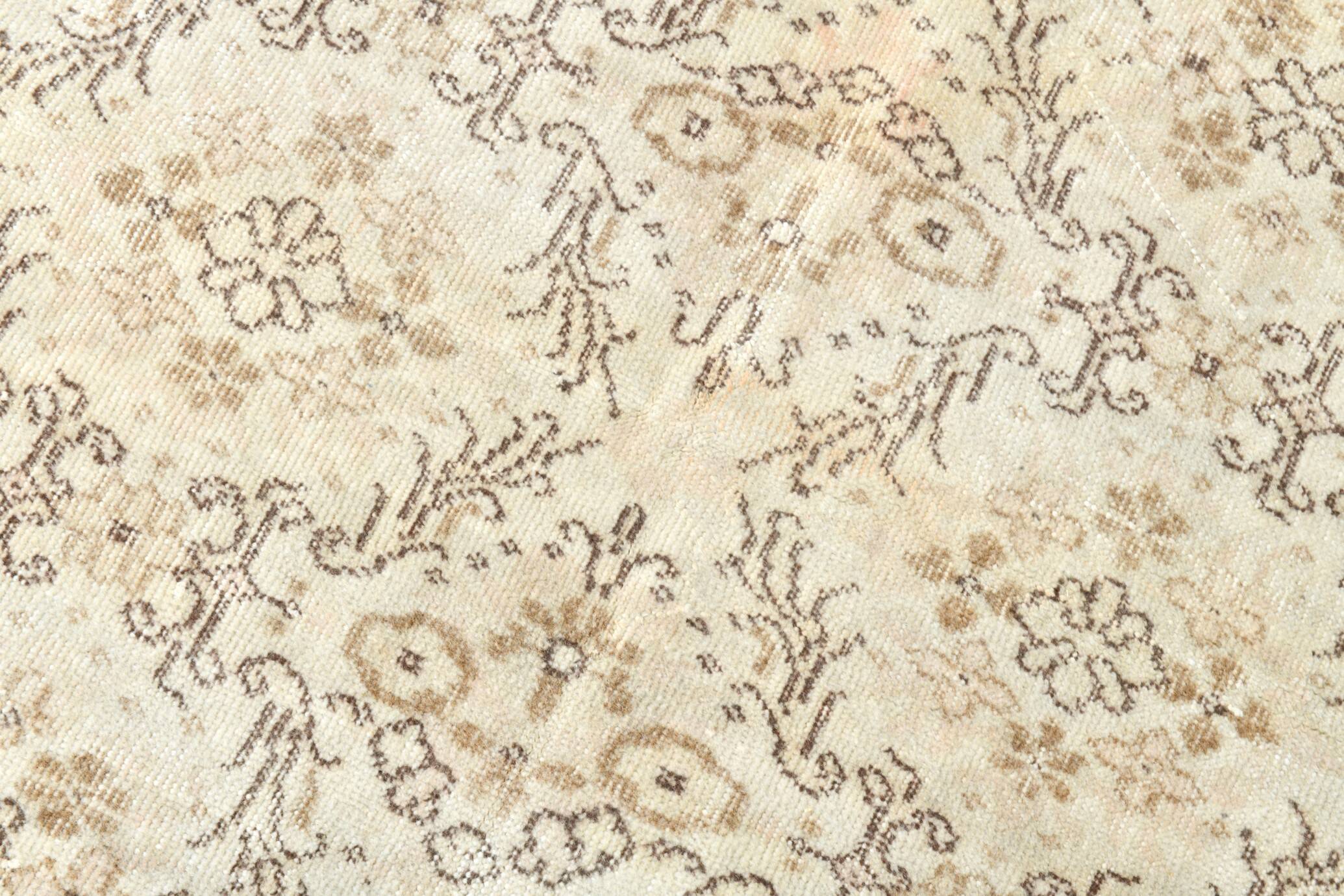 Vintage All-Over Floral Beige & Brown Turkish Rug, 212x317Cm
