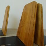 Deux paires de serre-livres teck et métal style scandinave vintage