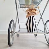 Rolling trolley - chrome and glass shelves