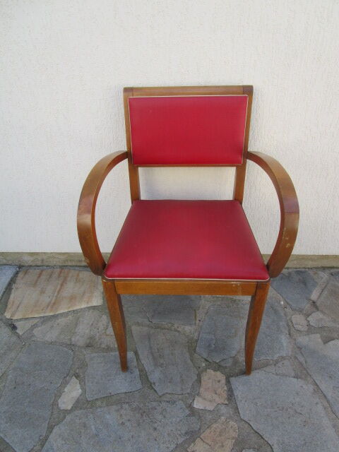 Fauteuil bridge rouge années 50