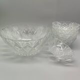 Dessert set, bowls and salad bowl in vintage textured glass