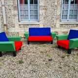 Westside bench and 2 armchairs by Ettore Sottsass for Knoll International, 1983