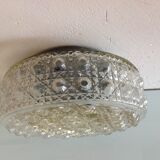 Round ceiling lamp in bubbled glass vintage 60s 70s