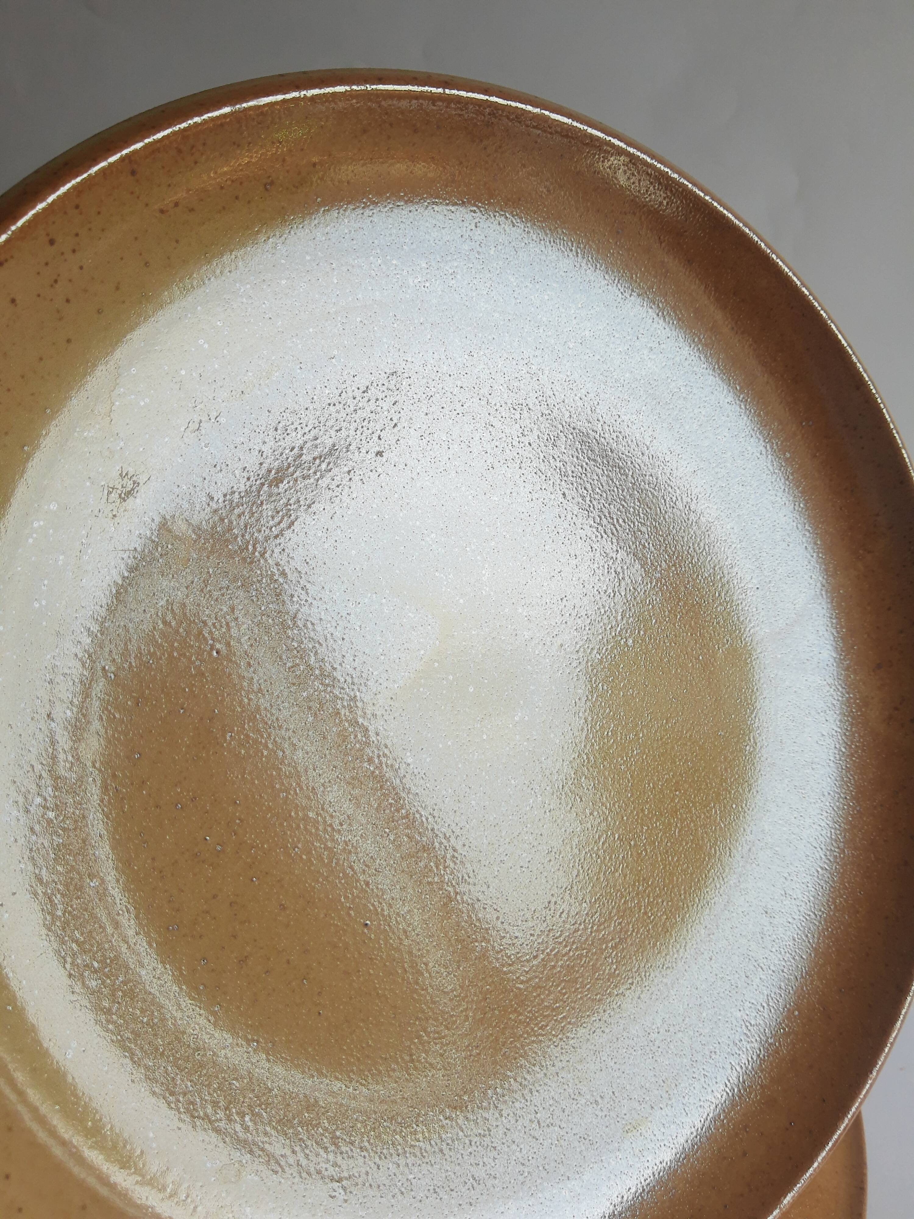 Set of 6 flat plates in Brenne stoneware from France vintage