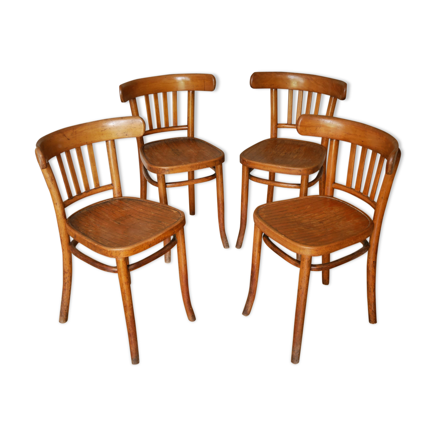 Set of 6 chairs bistro baumann wooden clear vintage