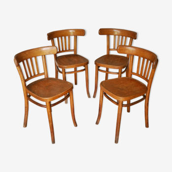 Set of 6 chairs bistro baumann wooden clear vintage