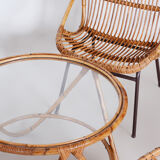 Art Deco Rattan Seating Set Designed by Alna Fuchs, Chairs and Table, Czechia, 1940s