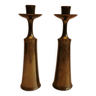 Candle holders in solid brass, by jhq (jens harald quistgaard) for his own company - dansk design