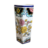 Ancien vase hexagonal v v carraresi céramique blanche décor fleurs vintage