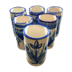 Lot 5 vases décor bleu signé