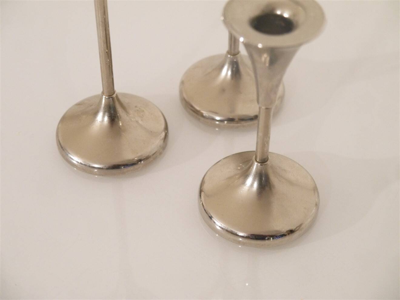 Danish metal candle holder set 1970