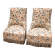 Pair of crapaud armchairs / Napoleon III – floral fabric – fringed skirt
