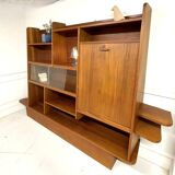 Grand meuble mural vintage en teck