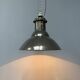 Industrial French medium black enamel pendant lamp
