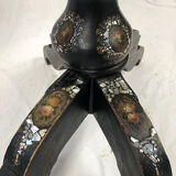 Blackened wooden planter decorated with flowers in medallions and mother-of-pearl burgauty, Napoleon III