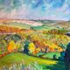 Paysage de vallée et colinnes signé de 1995