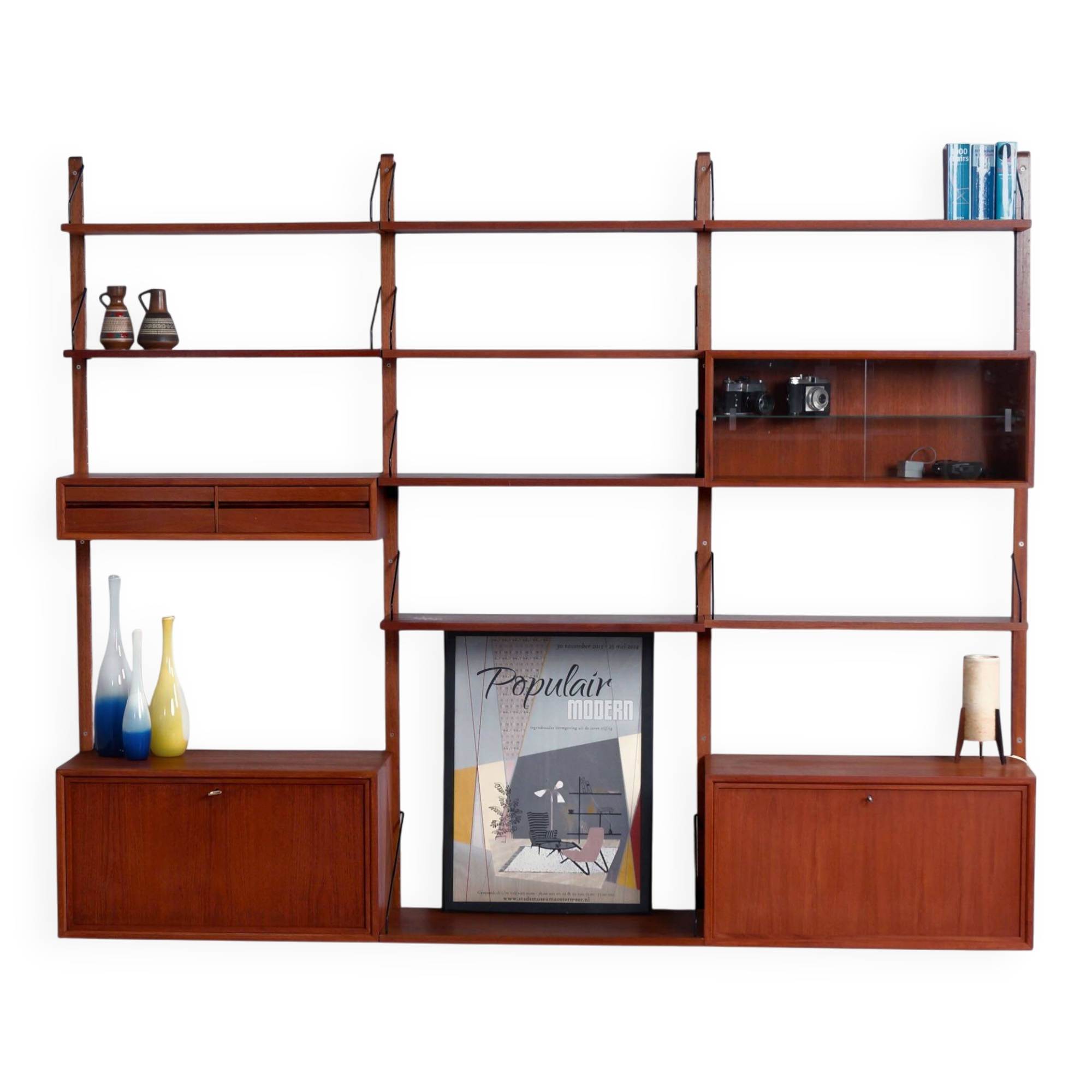 Royal System wall unit by Poul Cadovius for Cado, Denmark, 1960s – 17 pieces