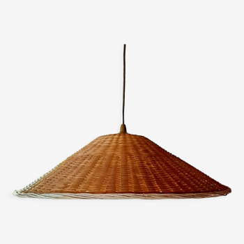 Suspension en osier tréssé chapeau chinois 60s
