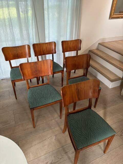6 beech and teak chairs - Denmark 1940s