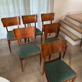 6 beech and teak chairs - Denmark 1940s