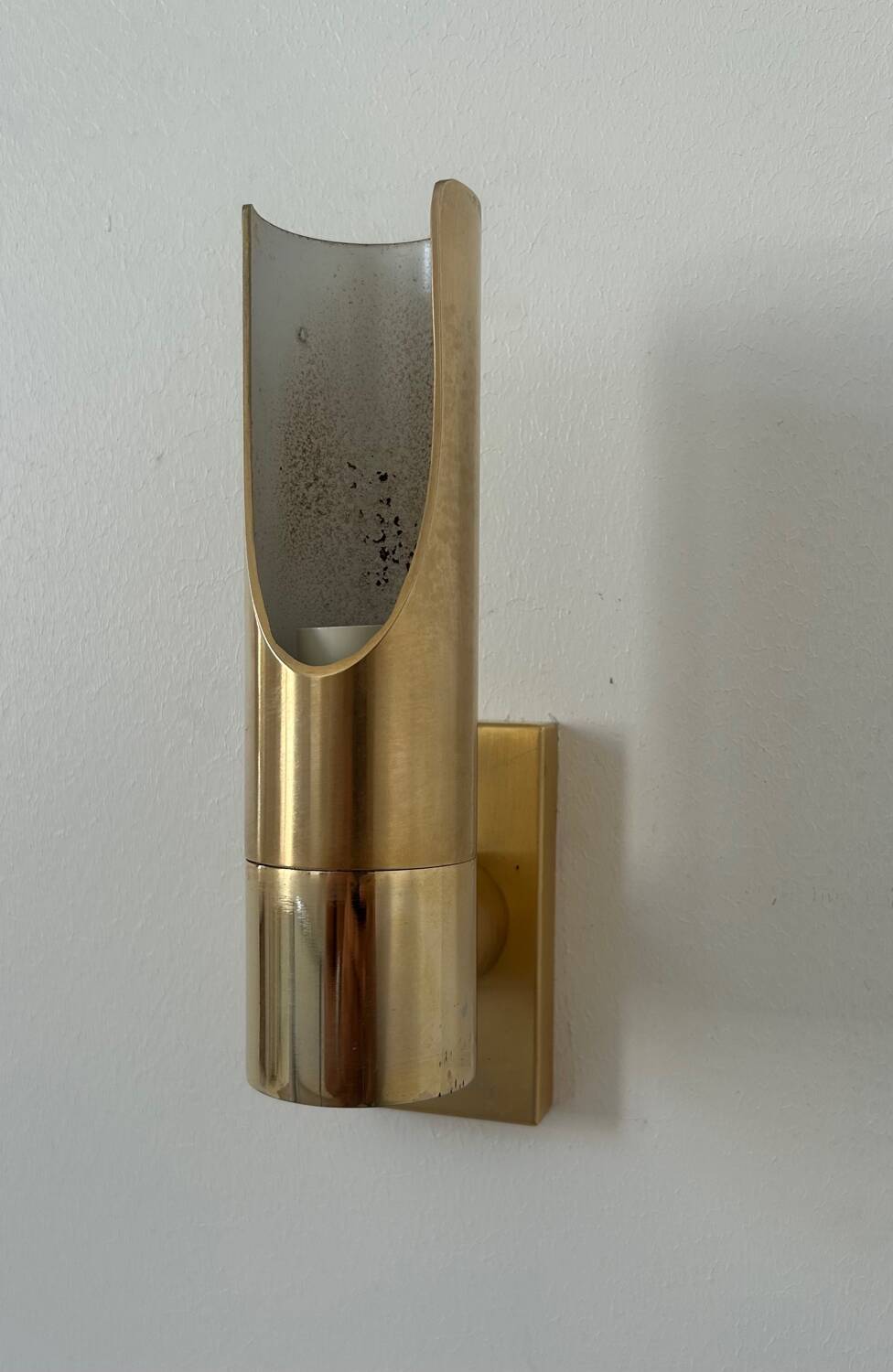 Pair of vintage adjustable brass wall lights, France 1970.