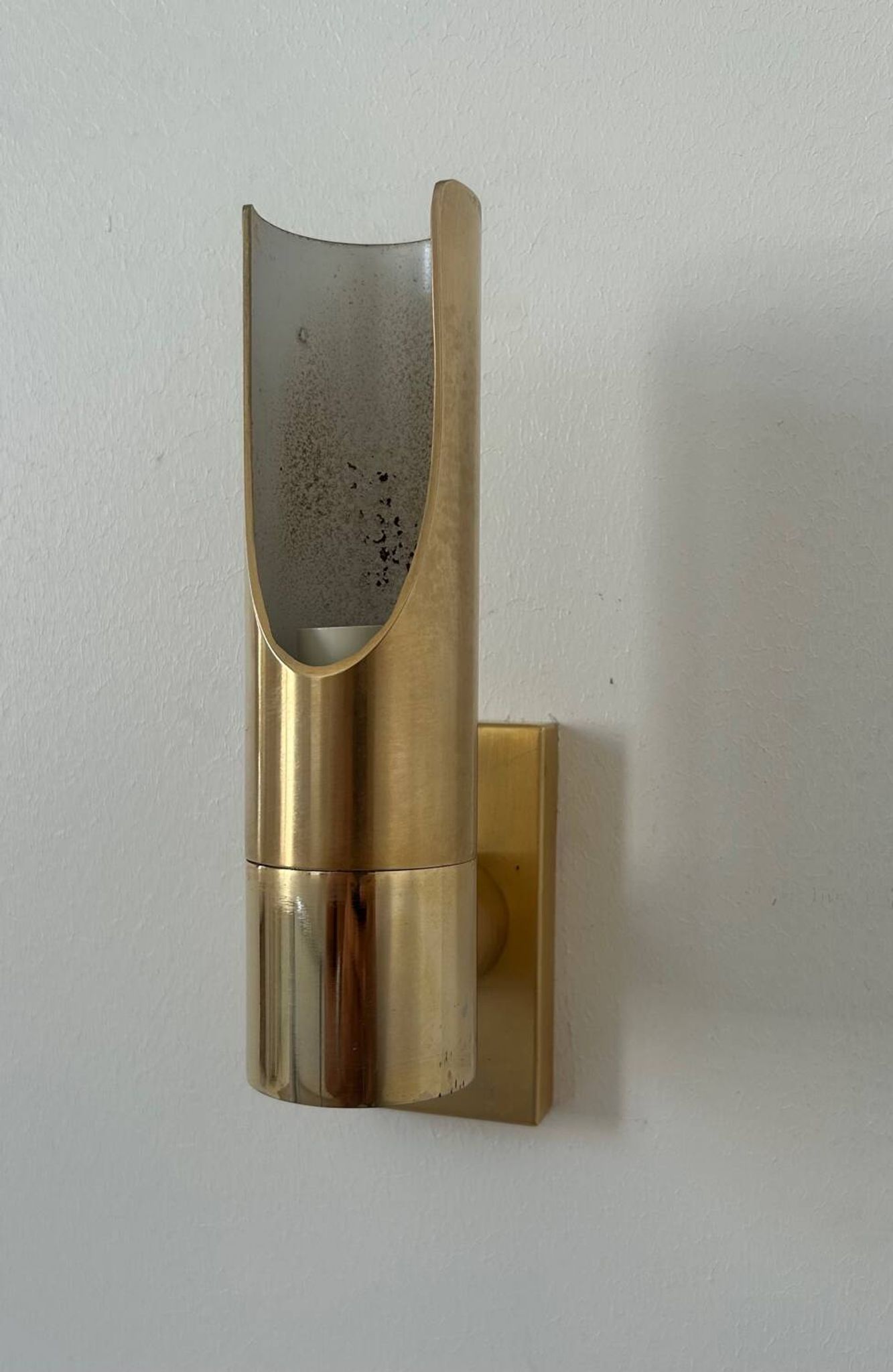 Pair of vintage adjustable brass wall lights, France 1970.