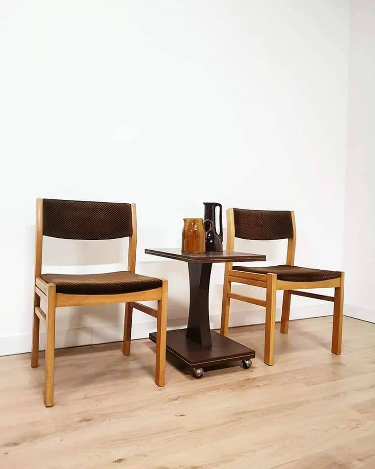 Set of 4 vintage chairs in thick velvet