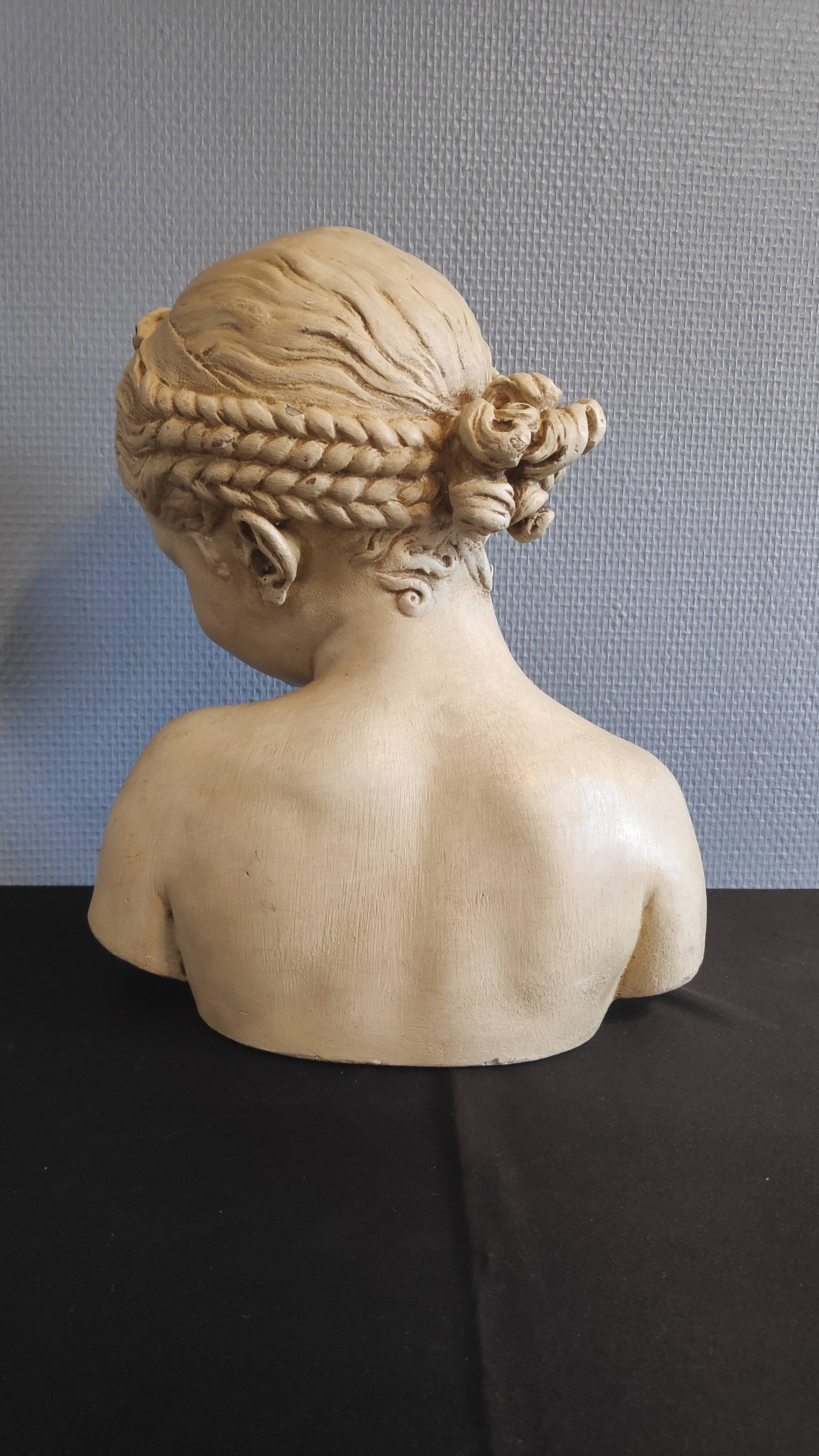 bust "the laughing" after Jean-Baptiste Pigalle in plaster