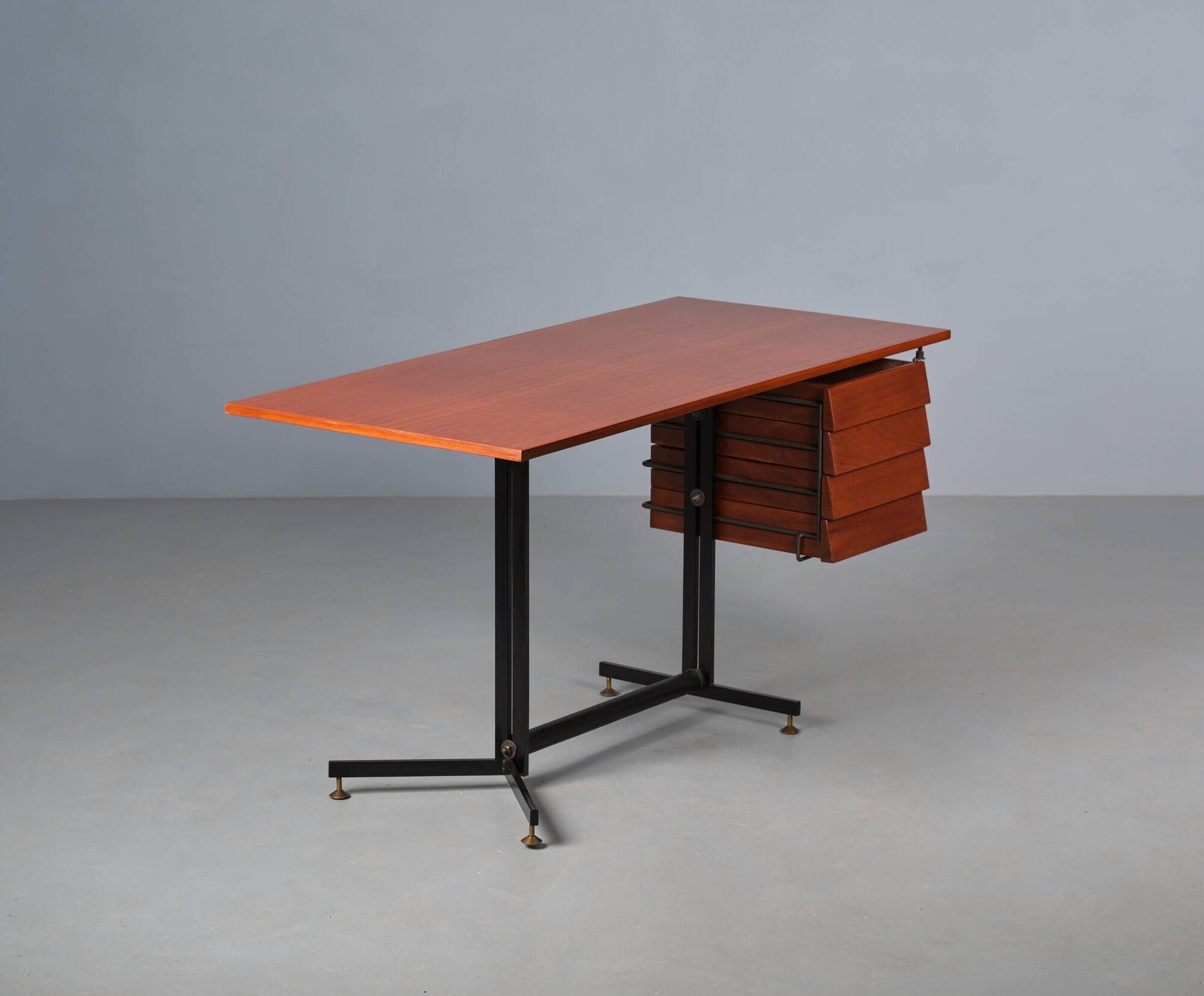 1950's Italian Mid Century Modern Teak Desk Table