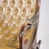 Vintage Chesterfield Design Leather Rocking Chair in Wood, 1920s