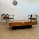 Old Italian design coffee table from the 70s in elm burl and metal / Willy Rizzo