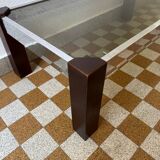 Chrome wood and smoked glass coffee table from the 70s