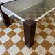 Table basse chromée bois et verre fumé années 70