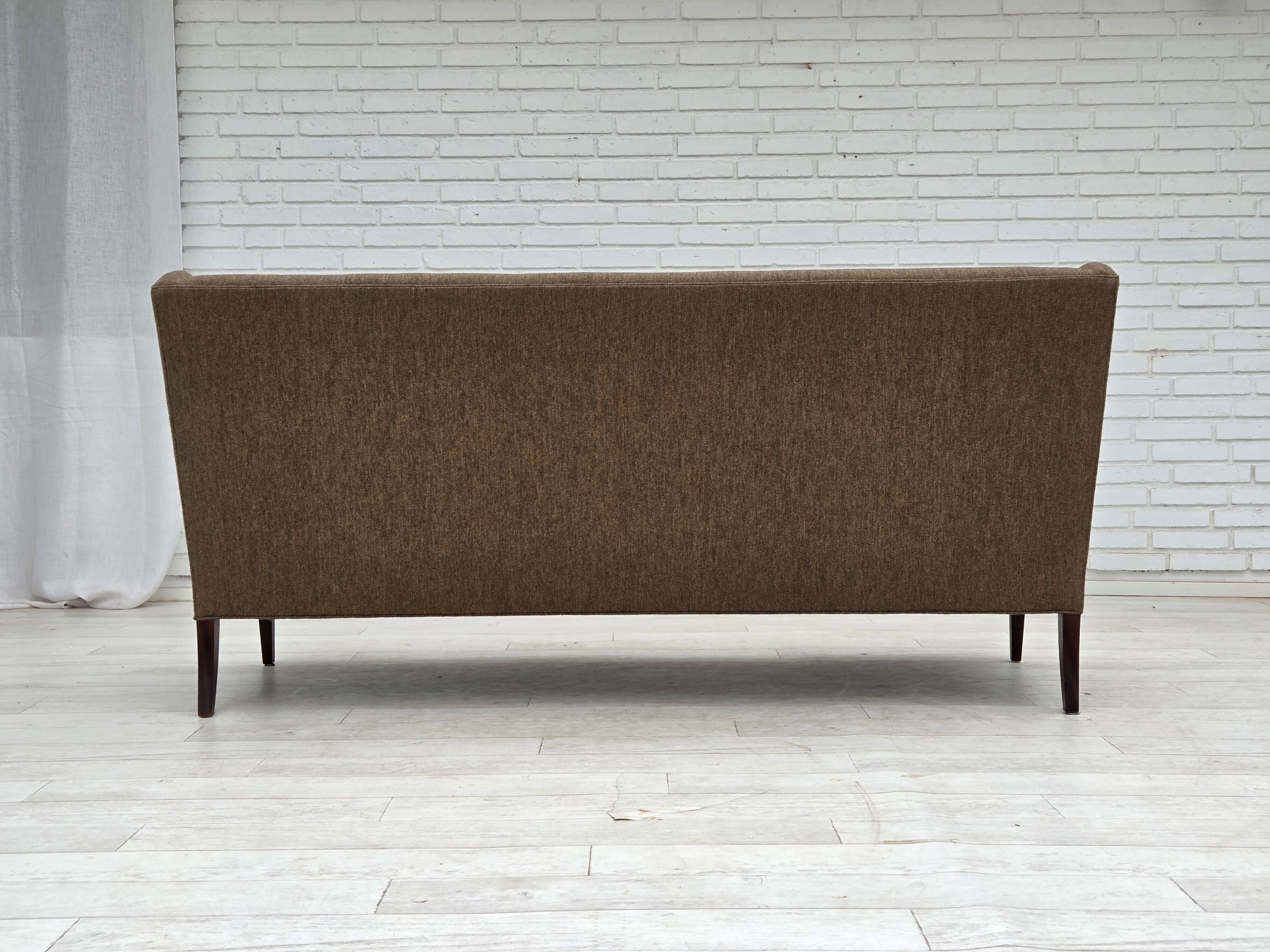 1960s, Danish 3-seater sofa, furniture wool, teak wood.