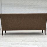 Années 1960, canapé 3 places danois, laine d'ameublement, bois de teck.