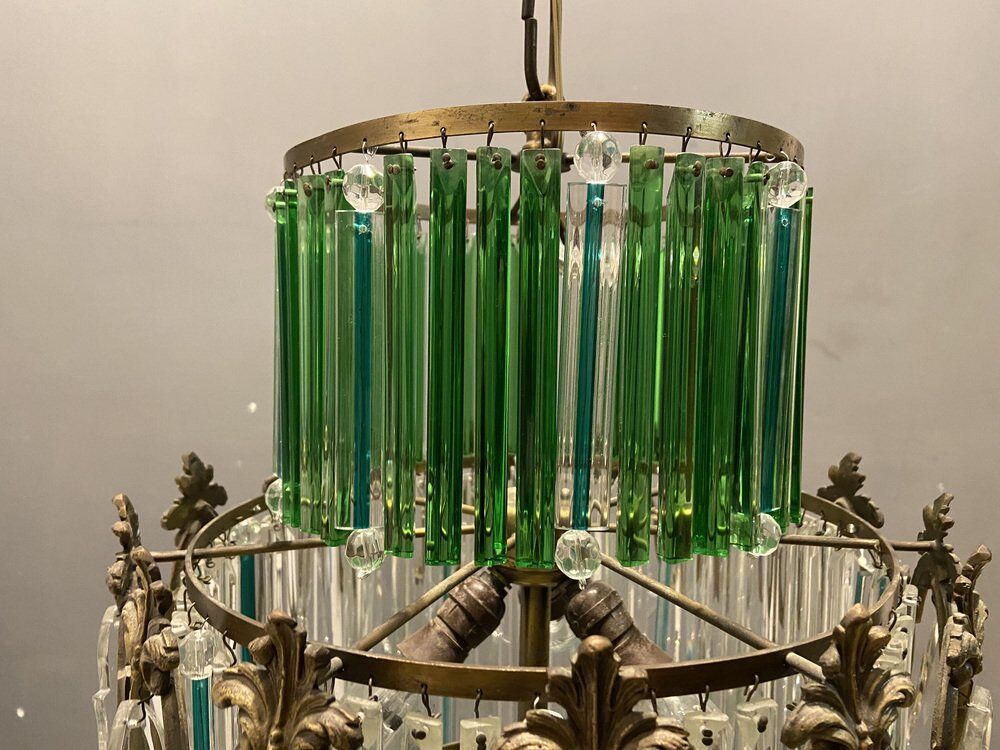 Lustre en cristal italien vintage années 1940