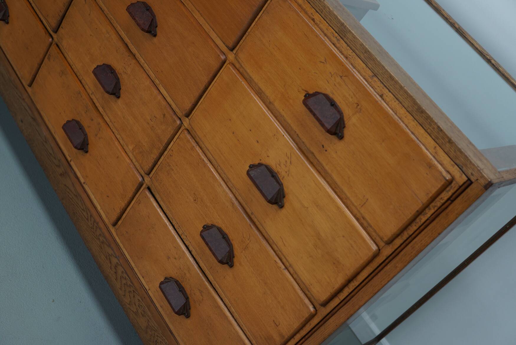 Antique British Maple & Oak Haberdashery Cabinet or Shop Counter, 1920/30s