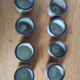 8 egg cups or snail cups in flamed stoneware