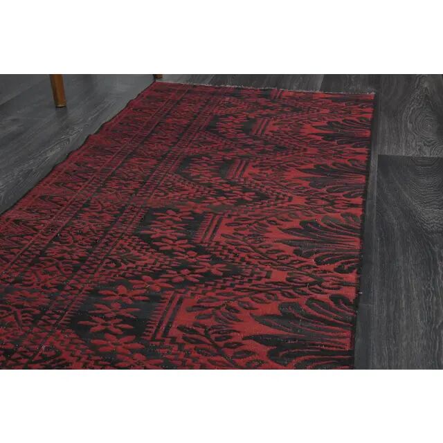 Vintage Turkish Oushak Handmade Wool Cotton Red Runner Rug 78x258