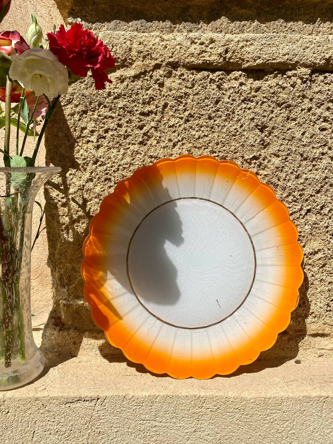 Large orange tulip plate 70's